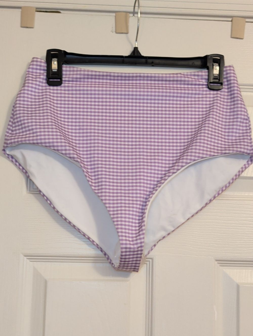 Hill House Lavender Gingham High-Rise Swim Bottoms NWT